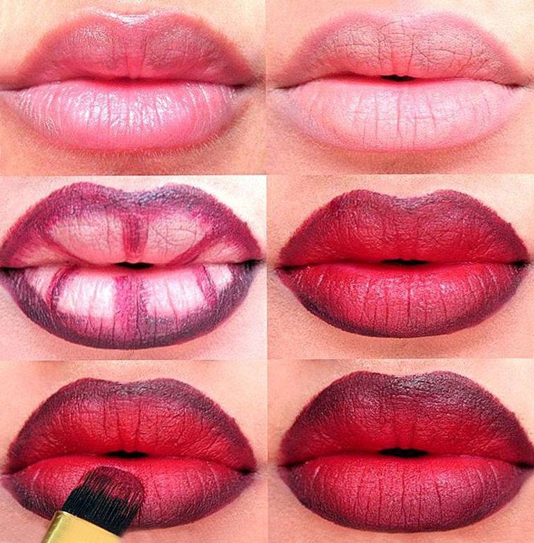Модные цвета помад 2018, макияж губ, техника нанесения помады фото