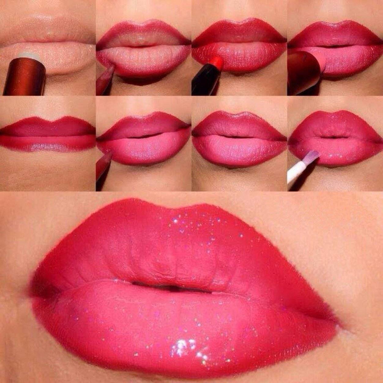 Как красить губы красной помадой