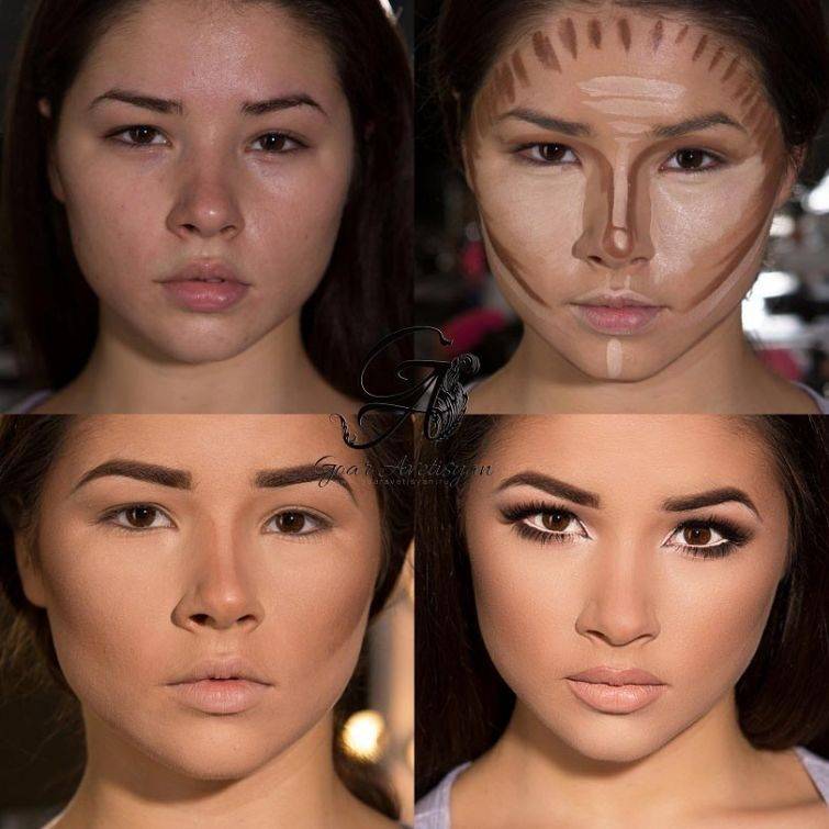 Как уменьшить нос с помощью макияжа фото до и после