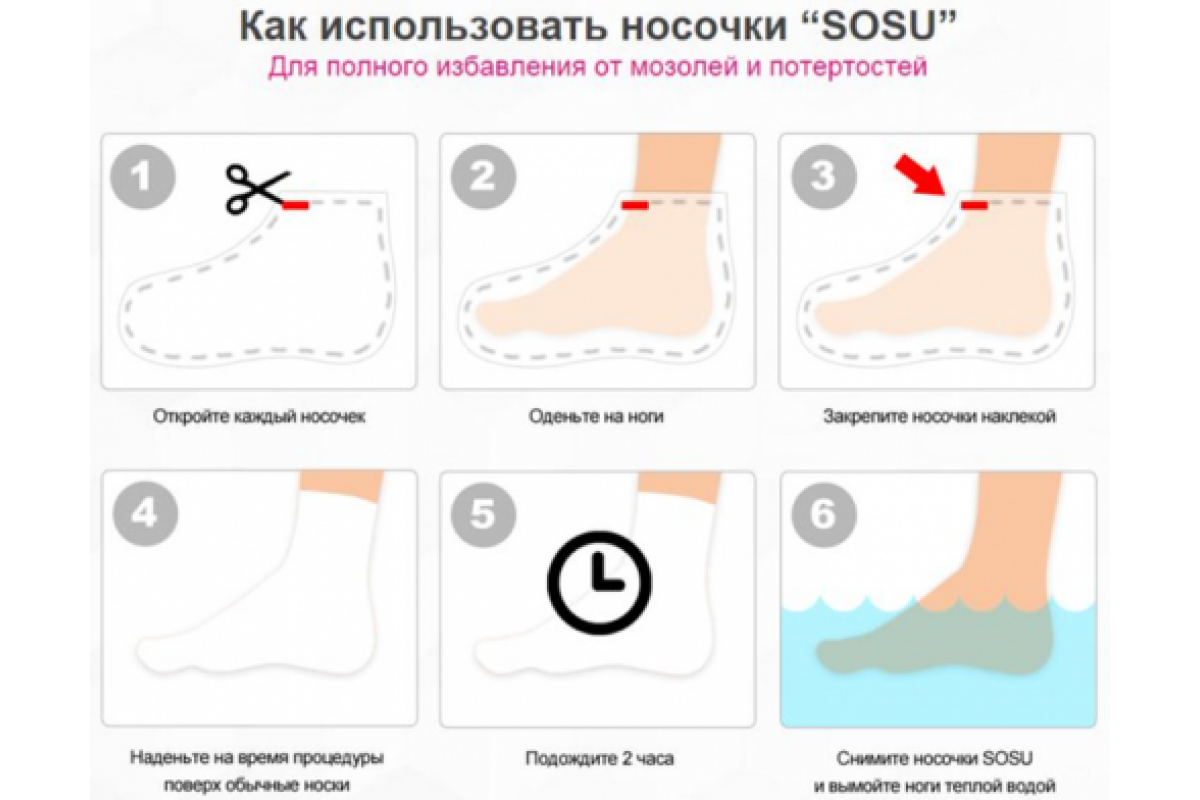 Носочки sosu для педикюра: инструкция по применению, отшелушевание