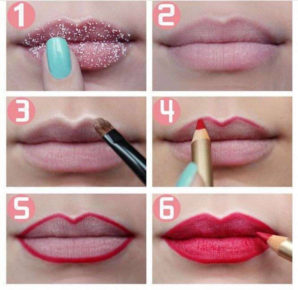 Как правильно красить губы: помадой, карандашом, блеском, как визуально увеличить губы, пошаговая инструкция