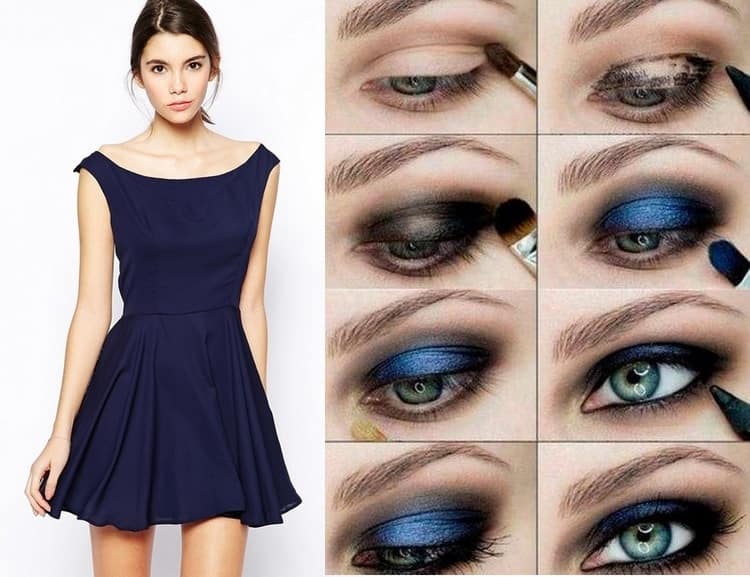 Как правильно сделать макияж к голубому платью?