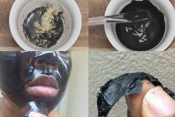 Черная маска из активированного угля и желатина для лица от черных точек
