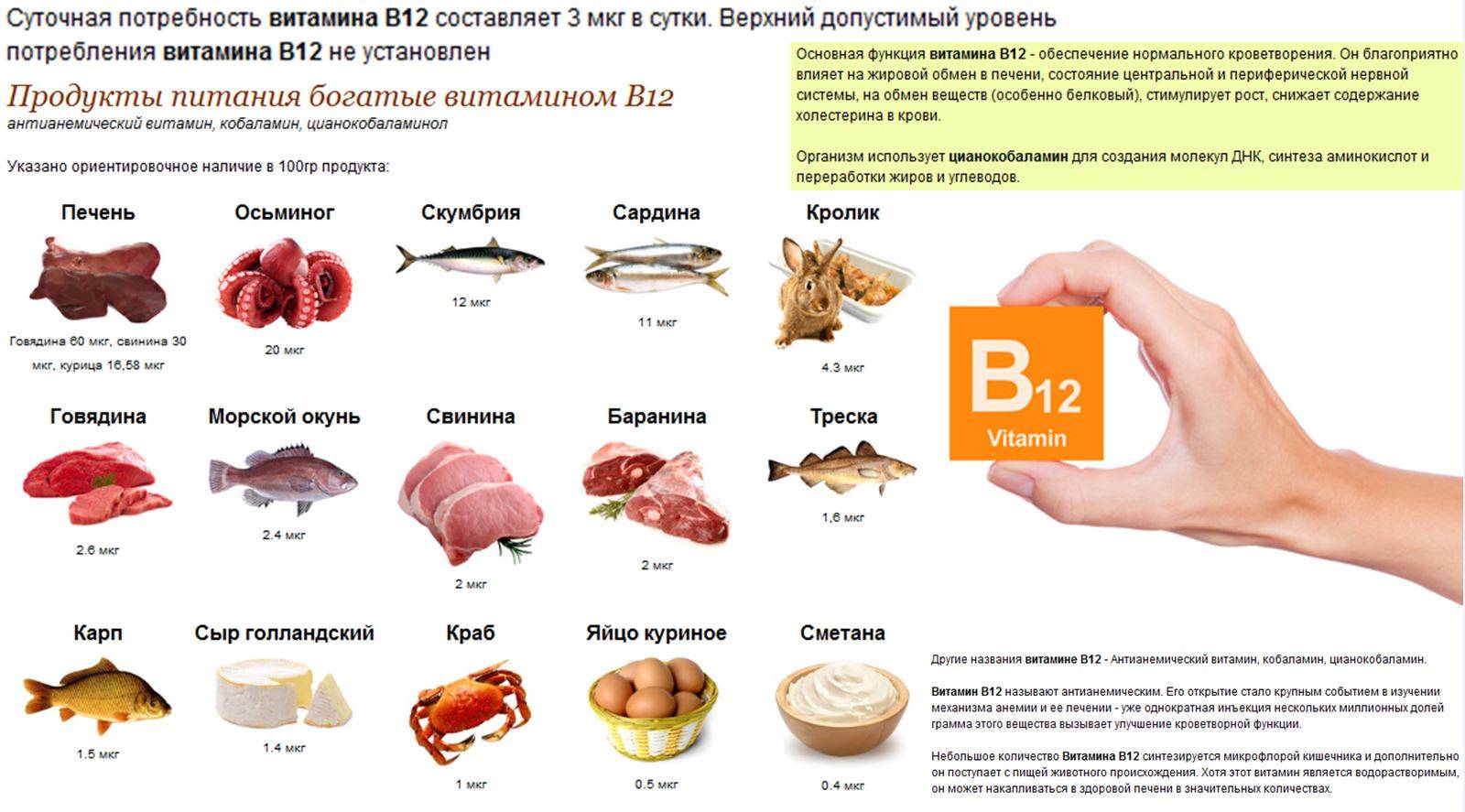 Витамины b12 в каких продуктах содержится | официальный сайт – “славянская клиника похудения и правильного питания”