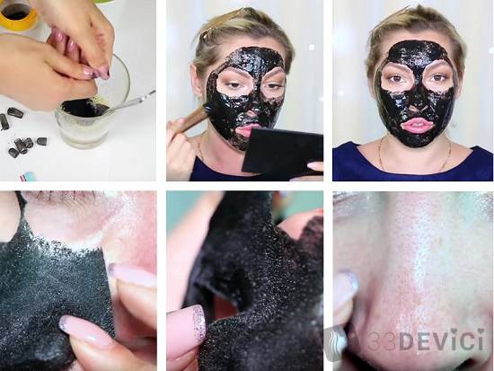 Удивительная маска для лица из желатина и активированного угля