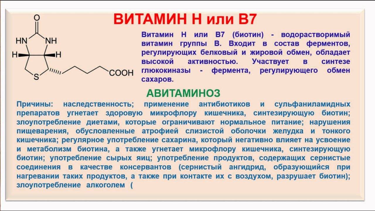 Биотин (витамин в7, h) как принимать, в каких продуктах содержится