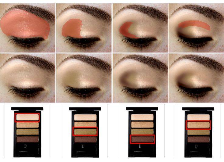 Макияж глаз тенями: как использовать 3 и 4 цвета вместе+фото