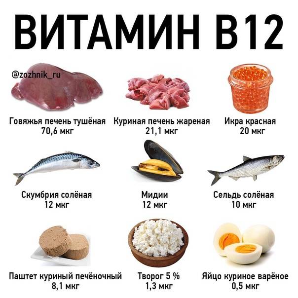 В каких продуктах содержится витамин b12: список топ10 и рецпты блюд