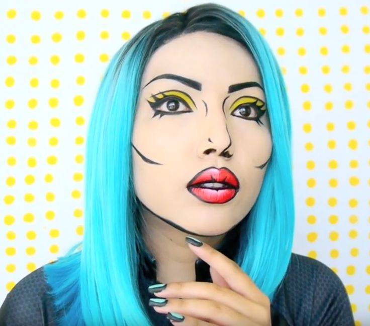 Поп-арт макияж в стиле комиксов: грим и образ на хэллоуин для девушки