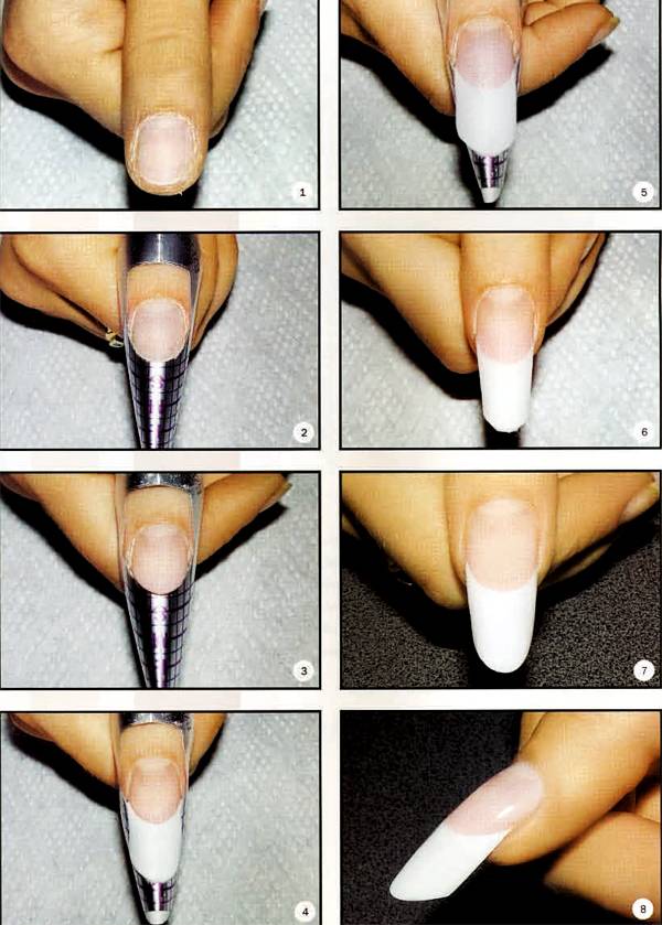 Пошагово наращивание ногтей гелем на формы: фото, особенности процедуры
