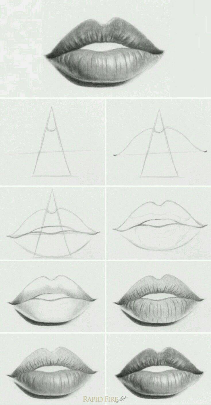 Как нарисовать губы начинающим - пошагово рисуем губы карандашом