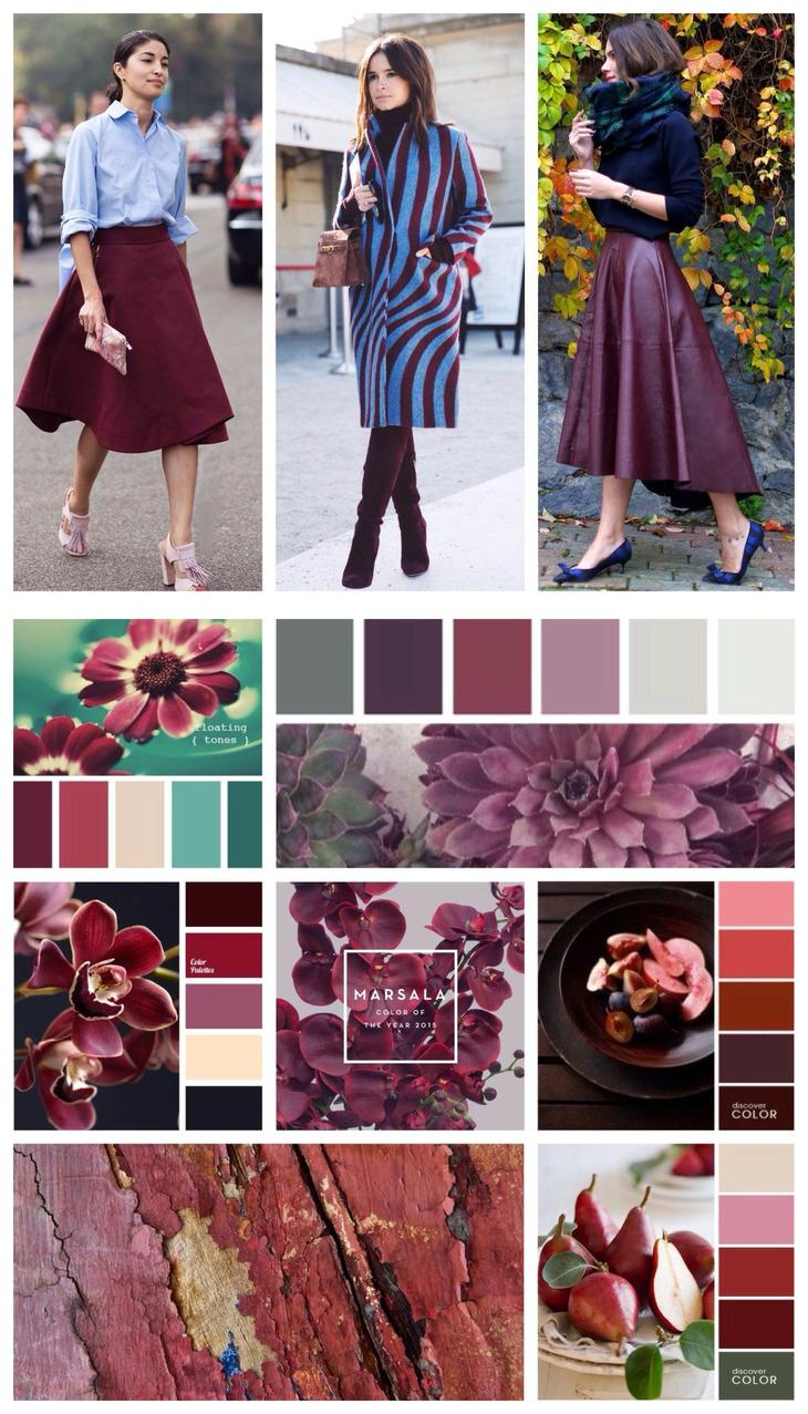 Цвета сочетающиеся с бордовым в одежде женщины фото