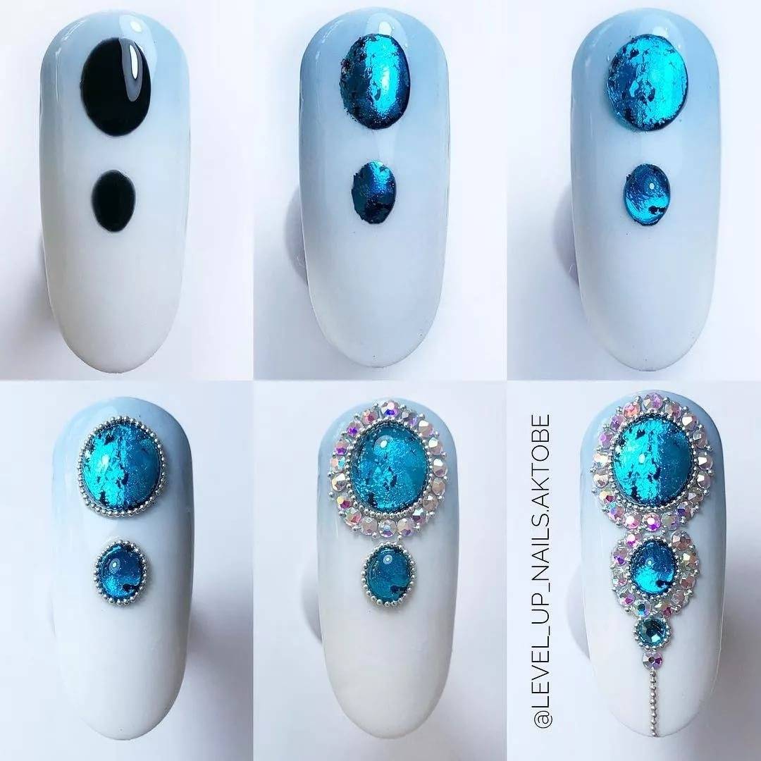 Дизайн ногтей — жидкие камни
